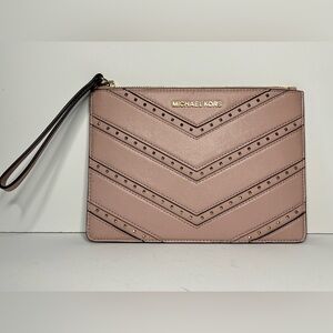 Michael Kors Pink Chevron Clutch Wristlet